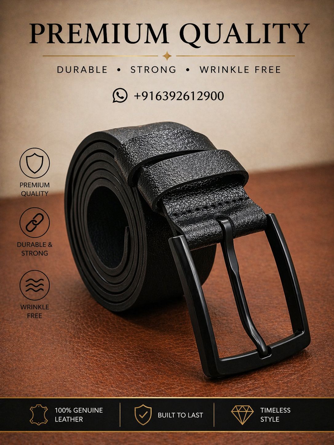Textured leather belt